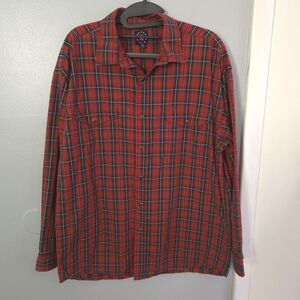 Panhandle Slim Mens Large Pearl Snap Red Plaid Long Sleeve Western